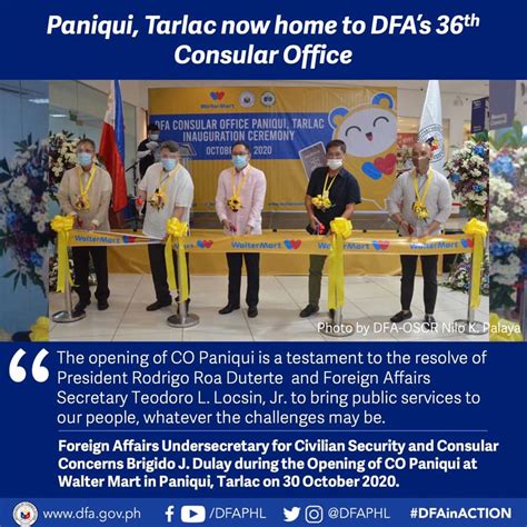 DFA Opens 36th Consular Office in Paniqui, Tarlac. More on this .